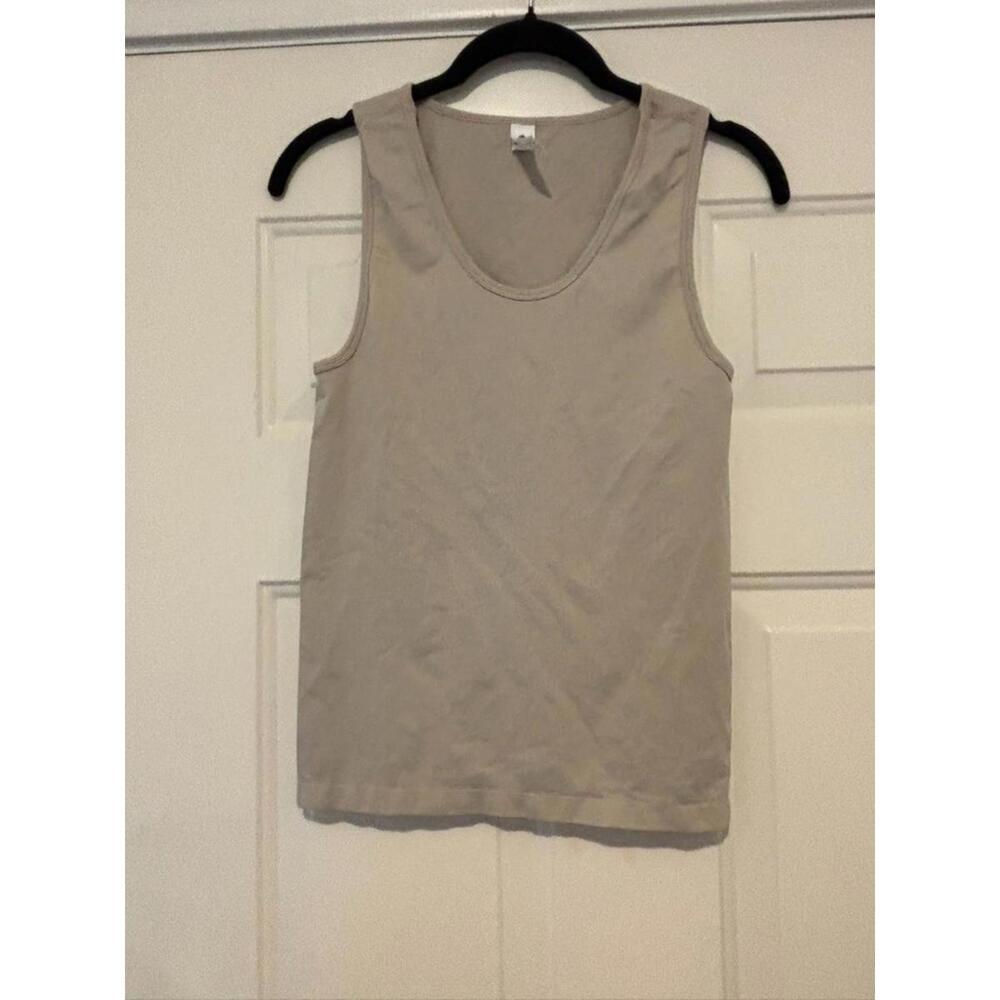 Women's sz L Yogalicious‎ beige stretch tank #955